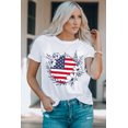 thumbnail image 2 of ABPHQTO Camiseta gráfica con cuello redondo y estampado de flores de la bandera estadounidense blanca para mujer, 2 of 5