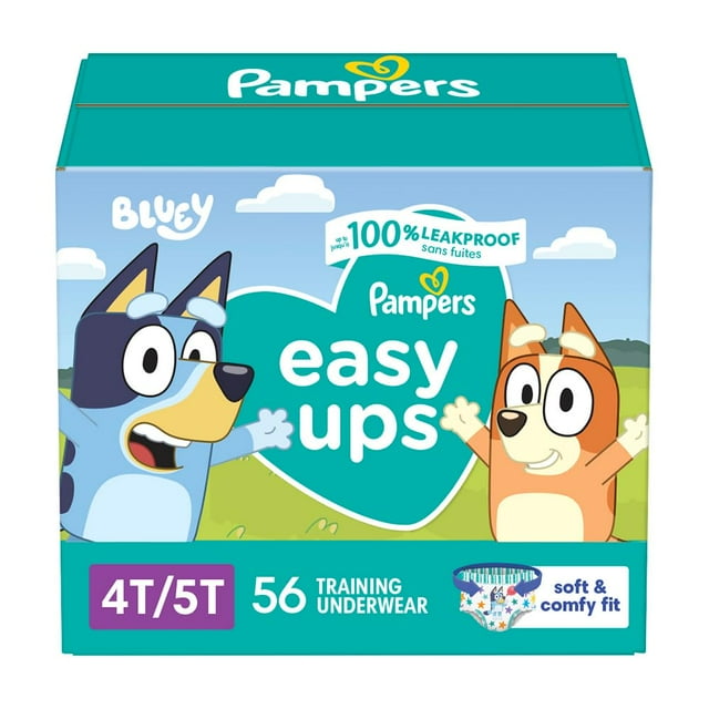 Pantalones de entrenamiento Pampers Easy Ups para niños y niñas 4T-5T, 56 unidades