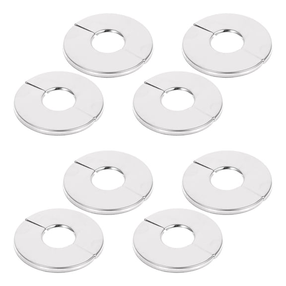 Soimiss 8Pcs Silver Stainless Steel Plumbing Covers Plates for Pipe Wall Decoration