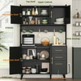 thumbnail image 3 of Rovaurx 70.9" Kitchen Pantry Cabinet with Microwave Shelf, Modern Kitchen Hutch Cabinet with Charging Station, Tall Floor Cupboard Cabinet with Drawers and Doors, Black KBG002BE, 3 of 7