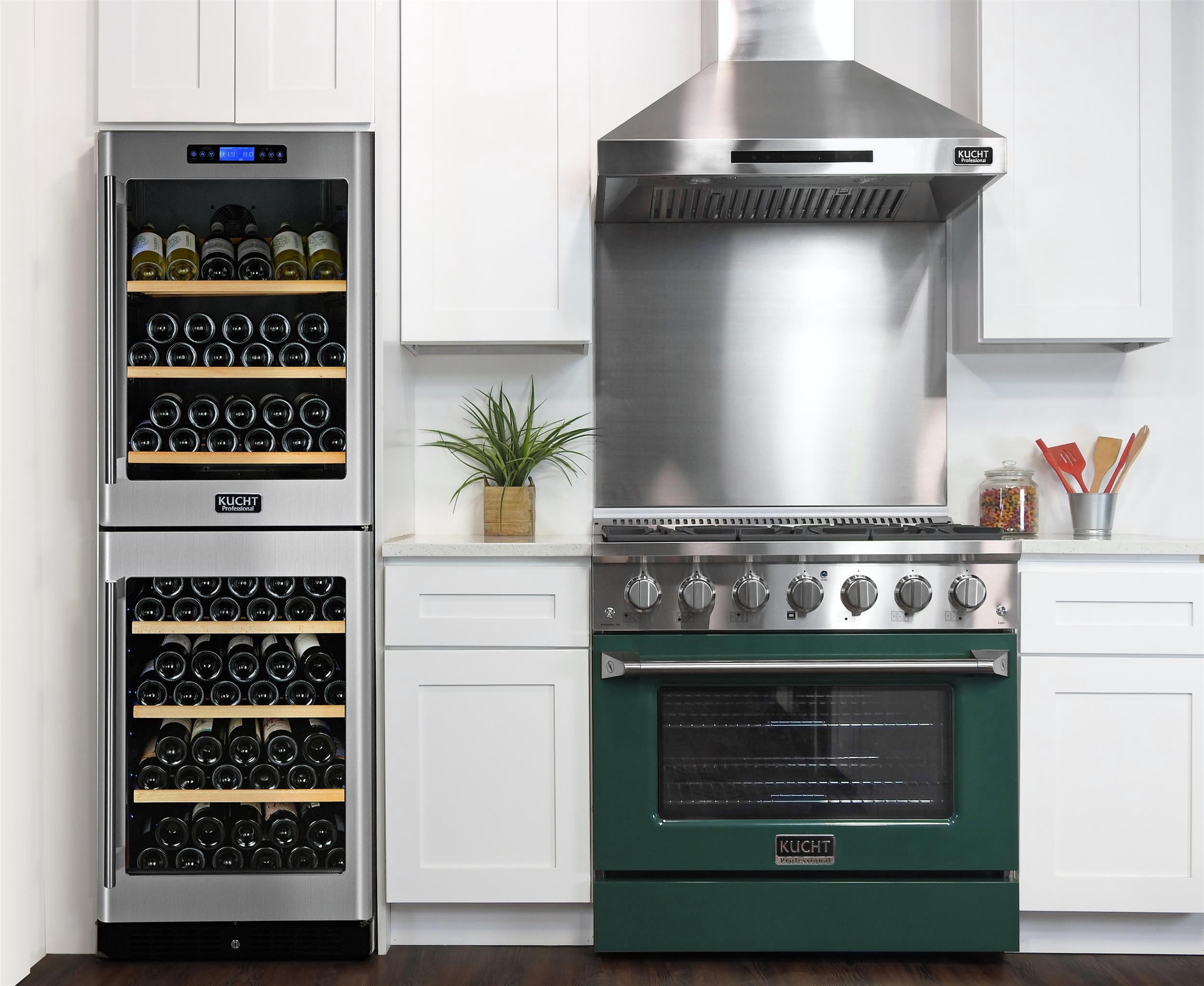 Kucht Professional 36" Modern Stainless Steel Propane Gas Range in Green/Silver