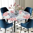 thumbnail image 5 of Elastic Fitted Round Tablecloth, Red Navy Blue Coral Coastal Waterproof Stretch Table Cover for 55"-60" Tables, Summer Beach Seaside Nautical Washable Outdoor Tablecloths for Patio, Picnic, Camping, 5 of 9