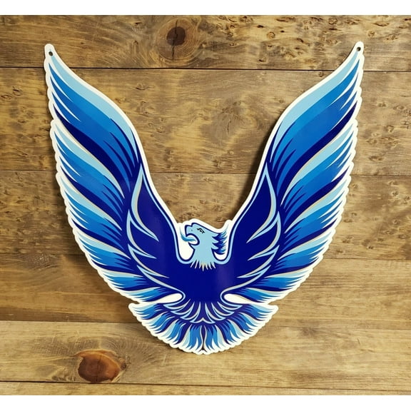 Pontiac 1979-81 FIREBIRD Trans Am Flat Wall Emblem / Metal Art Sign Blue 18x15.5