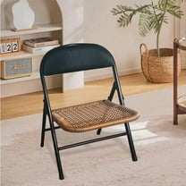 Folding Chair Set of 4 with Rattan Seat, Black Metal Frame, Folding Dining Chairs, 220 lb, 22 x 10.2 inches, Set of 4 for Party, Event, Wedding, Birthday, Office, Outside Entertaining