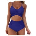 thumbnail image 1 of CAICJ98 Womens Swimsuits Woman V Neck Multicolor Printed Tankini Swimsuit with Halter Top Two Pieces Swim Suit Medium Rised Brief Bathing Suits Blue,XXL, 1 of 5