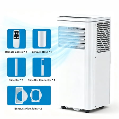 Aprafie 8000 BTU Portable Air Conditioner, 3-in-1 Stand up AC Unit with Cool, Dehumidifier & Fan, Quiet Operation, Cools up to 350 Sq.ft, 115V, White