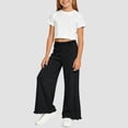 thumbnail image 2 of Gubotare Girls Comfy Pants Kids Summer Cotton Linen Pants Toddler Boys Girls Baggy Casual Striped Short Pants Elastic Waist Trendy Beach Soft Trousers 5T 6T (Black,5-6 Years), 2 of 5