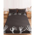 thumbnail image 2 of Cal.King Size Fitted Sheet Set - Halloween 3 Piece Bedding Sets 16" Deep Pocket Fitted Sheet with 2 Pillowcases, Brown Country Spooky Skeleton Hands Brushed Microfiber Hotel Luxury Bed Sheets, 2 of 9
