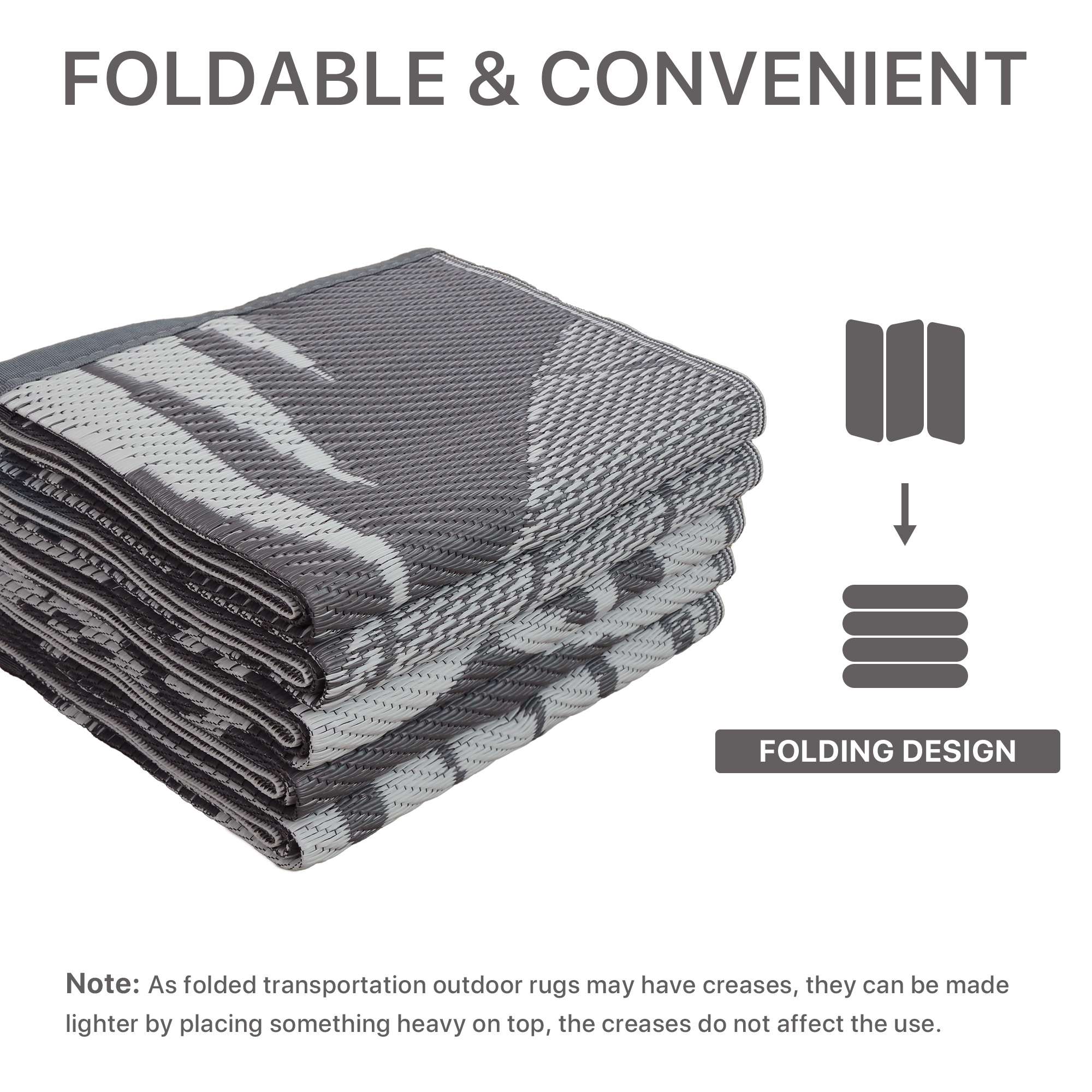 Deorab 6'x9' Waterproof Reversible Outdoor Rug, Gray photo 5