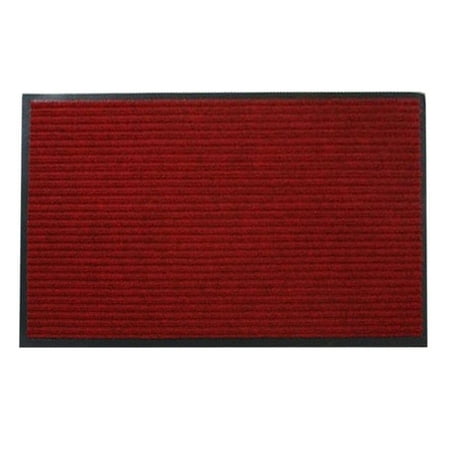 

BESTONZON PVC Double Stripe Design Entrance Rug Floor Mats Washable Indoor Outdoor Low Profile Doormat Shoe Scraper Doormat (Dark Red) - 40x60cm