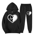 thumbnail image 3 of VBTAPA Womens 2 Piece Sweatsuit Love Heart Graphic Pullover Hoodies and Jogger Sweatpants Lounge Track Suits Set Casual Jogging Matching Suits Prime Sales Today Black L, 3 of 4