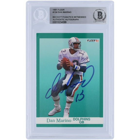 Dan Marino Miami Dolphins Autographed 1991 Fleer #124 Beckett Fanatics Witnessed Authenticated Card - Fanatics Authentic Certified