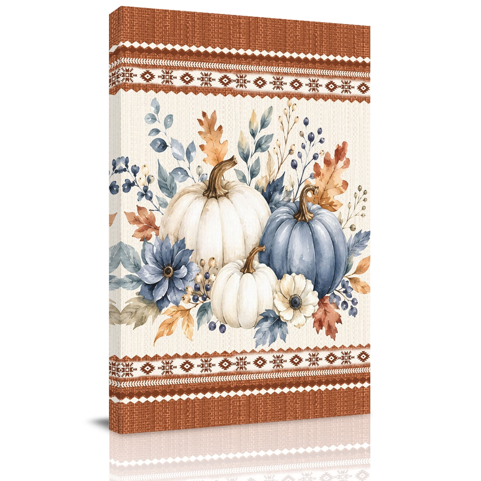 Canvas Wall Art Thanksgiving Pumpkin Framed Canvas Prints for Hallway Living Room Fall Autumn Brown Leaves Farmhouse Extra Large Gallery Wrapped Wall Decor for Home Office Gifts 20 x30