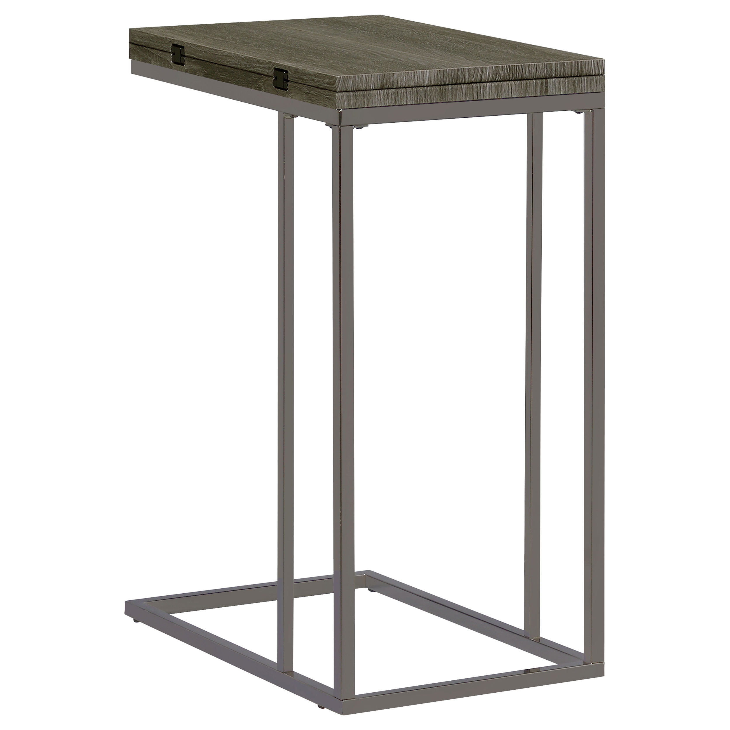 Weathered Grey and Black Snack Table with Expandable Top