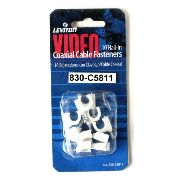 Leviton 10 nail-in video coaxial cable fasteners, white