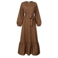 thumbnail image 4 of HJYCHN Elegant Women Long Sleeve Pullover Abaya Dress for Daily Prayer Wear and Fashion Long Dress Coffee S, 4 of 7