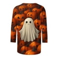thumbnail image 5 of Womens Tops,Shirts for Women Plus Size 3/4 Sleeve Halloween Pumpkin Print Round-Neck Casual T-shirt 4-Multicolor XXL, 5 of 5
