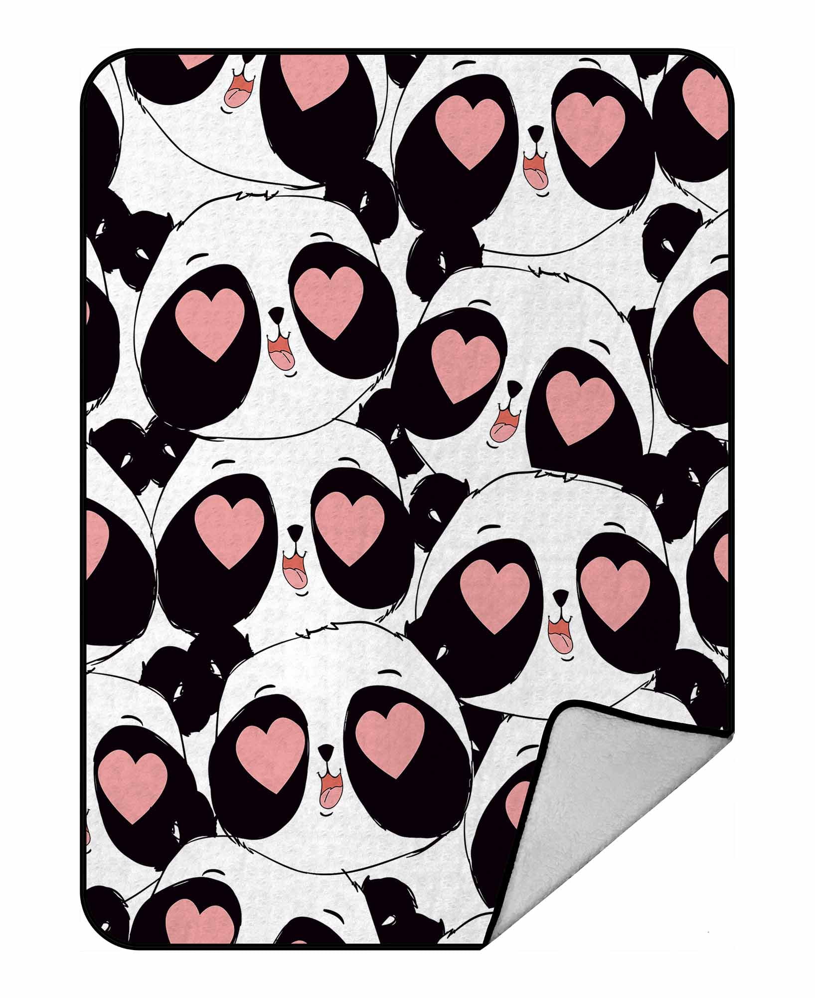 PKQWTM Cute Panda Bear Pattern Blanket Crystal Velvet Throw Bed Blanket