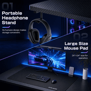 GTPLAYER 55 Large RGB Sturdy Gaming Desk with Mouse Pad T-Shaped Office Chair Computer Desk Spacious Work Surface Table, Black