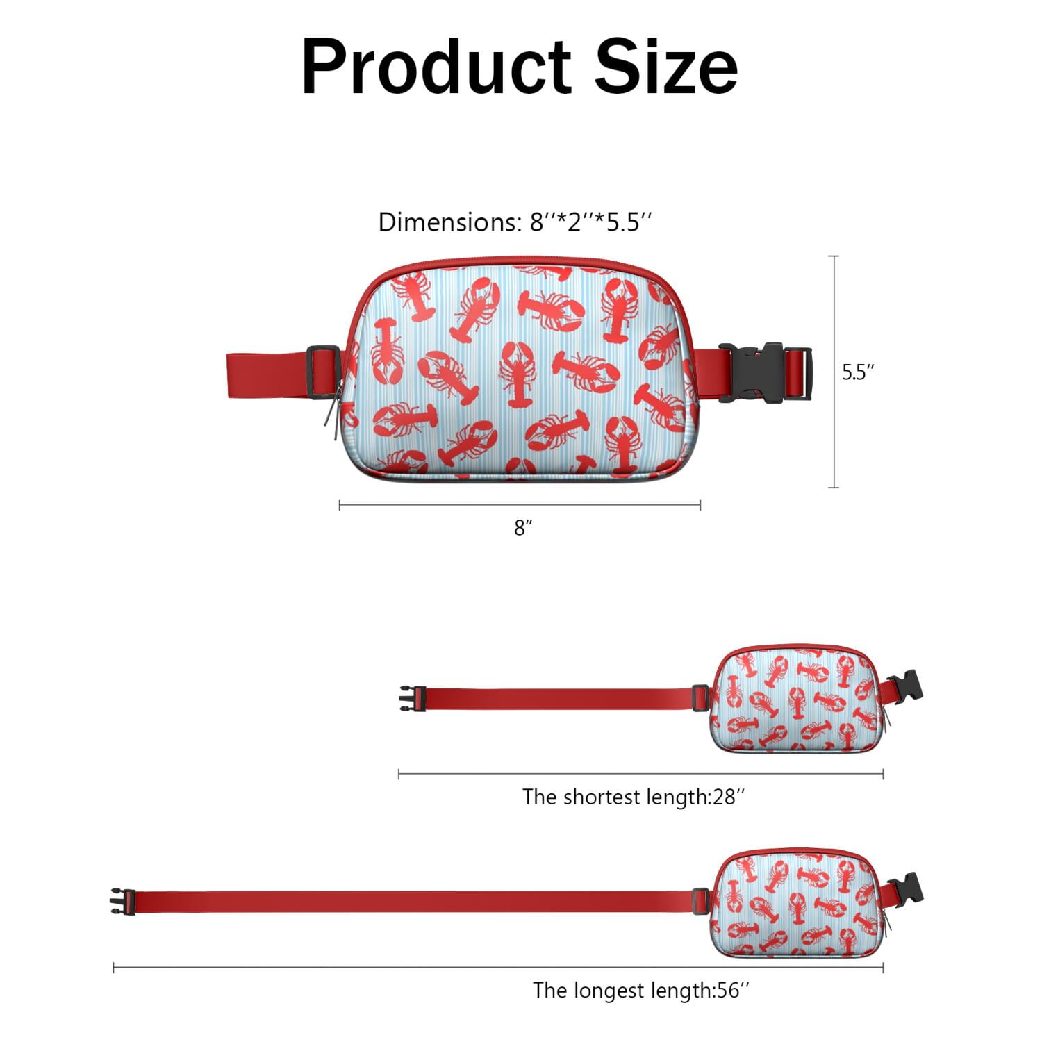 Tropical Lobster Belt Bag for Women – Nautical Sea Life Fanny Pack with Crustacean, Coral, Starfish & Coastal Ocean Vibes