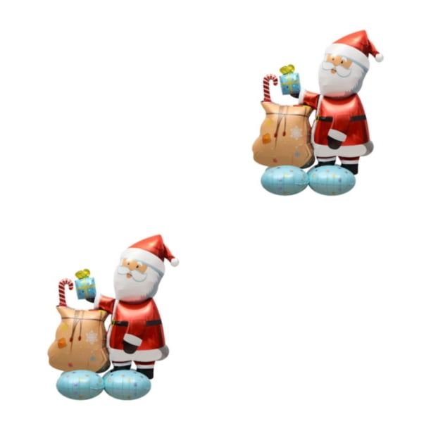 Yuarrent Suministros para fiestas con globos, ambiente festivo para el día de Navidad, decoración de fiesta con globos de papel de aluminio multicolor Caja De Regalo Papá Noel 2Conjunto