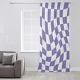 thumbnail image 3 of Purple White Checkered Semi Sheer Curtains Drapes for Living Room, Bedroom, French Doors Window 45 Inches Long, Modern Irregular Geometric Rod Pocket Chiffon Curtain Drapery Voile Draperies Panel, 3 of 6