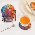 thumbnail image 5 of Colored Heart Glass Drink Coasters with Holder Absorbent Coaster for Coffee Table Room Decor 6 Pack, 5 of 7