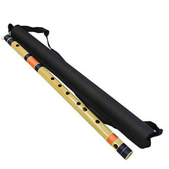 Zaza Percussion- Professional Polished Bamboo Bansuri Flute - (Indian Flute) With Carry Bag (29'' F-Bass)