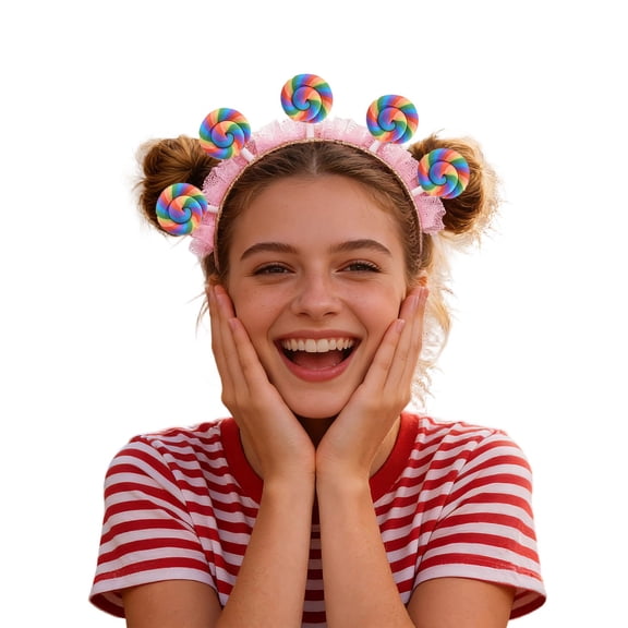 Fgnfyis Candy Hairband Women's Headbands Girls Playful Amusement Park Themed Adjustable Elastic Headwrap Red