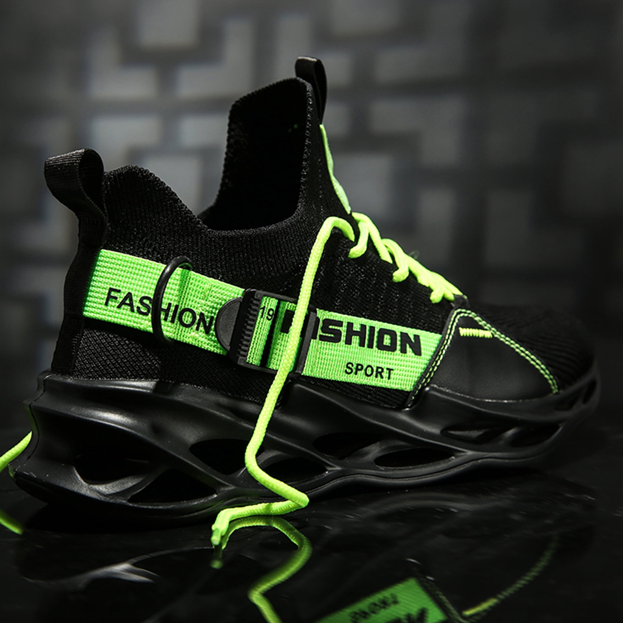 BUBUDENG Men Athletic Mesh Shoes Non Slip Blade Running Gym Sneakers Lightweight Walking Sports