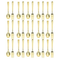 Mobestech Gold Fork and Spoon Set Elegant Disposable for Catering 120-Pcs