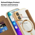 thumbnail image 5 of Feishell Flip Case for iPhone 16 Plus with Camera Lens Protect Film,Magnetic Closure PU Leather Folio Case with RFID Blocking Card Slots Luxury Plating Transparent Phone Cover,Brown, 5 of 8