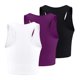 thumbnail image 3 of Conjunto de 3 camisetas sin mangas para mujer: camisetas de entrenamiento sin costuras con ribetes, camisetas cortas sin mangas, ropa informal/de playa/de deporte, 3 of 3