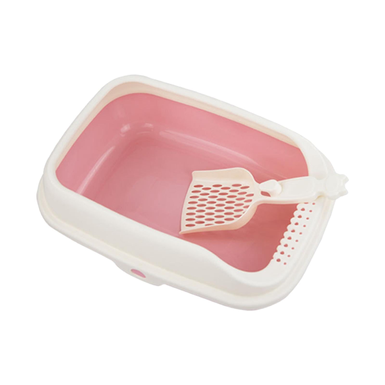 Bvdfgk Cat Litter Box Open Top Kitty Litter Box Tray, Cat Sandbox Semi Enclosed, Litter pink L