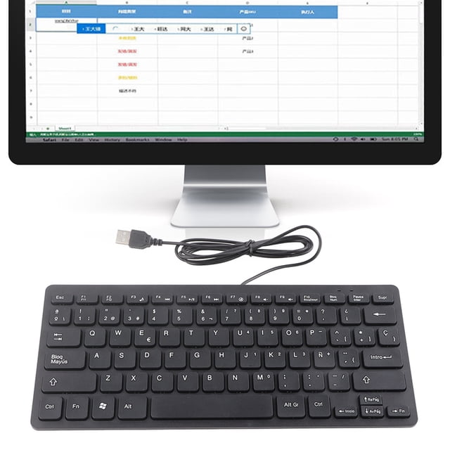 Wired USB Keyboard Spanish, 78 Keys Slim Mini Computer Keyboard, QWERTY Layout,Spill , Plug And Play Office Keyboard For Laptop,Desktop