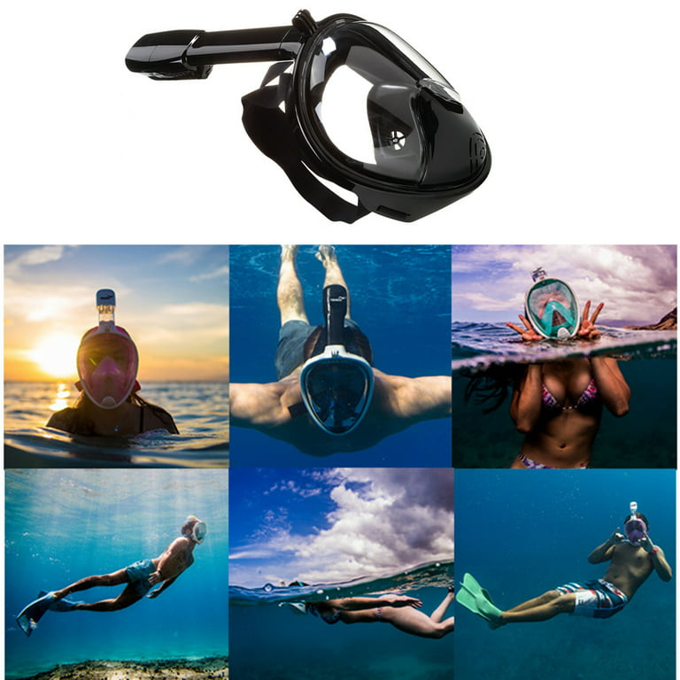 Full Face Snorkel Mask 180 degree View Scuba Snorkeling Diving Anti-Fog  Swimming for GoPro XS/S/M/L/XL Marathon Vest Pack Snorkel Mask Adults and  Kids 
