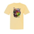 thumbnail image 1 of Wild Bobby,Cute Colorful Rainbow Cat Animal Lover Garment-Dyed Washed Look Short Sleeve Tees, Banana, 2XL, 1 of 3