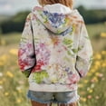 thumbnail image 5 of cocolona Hoodies for Women Casual Long Sleeve Zip Up Hooded Sweatshirts Fall Winter Fashion Floral Print Jacket Coats with Pockets, 5 of 6