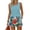 Blue, variant on Summer Colorblock Matching Set for Women - Solid Square Neck Tank Top & Tropical Floral Elastic Waist Shorts with Pockets, Effortless Casual Co-ord Outfit Army Green M