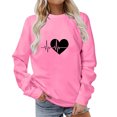 thumbnail image 1 of Besolor Womens Fall Spring Sweatshirt Heart Printed Crewneck Long Sleeve Tops Casual Loose Plus Size Pullover Blouse, 1 of 4