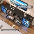 thumbnail image 6 of Blotout 94.5'' Fireplace TV Stand for 95/100''TV with 50'' Fireplace, LED Modern High Gloss Entertainment Center with Power Outlet, 4 Drawers, Adjustable Shelf, 2-Tier TV Console Cabinet, Black, 6 of 9