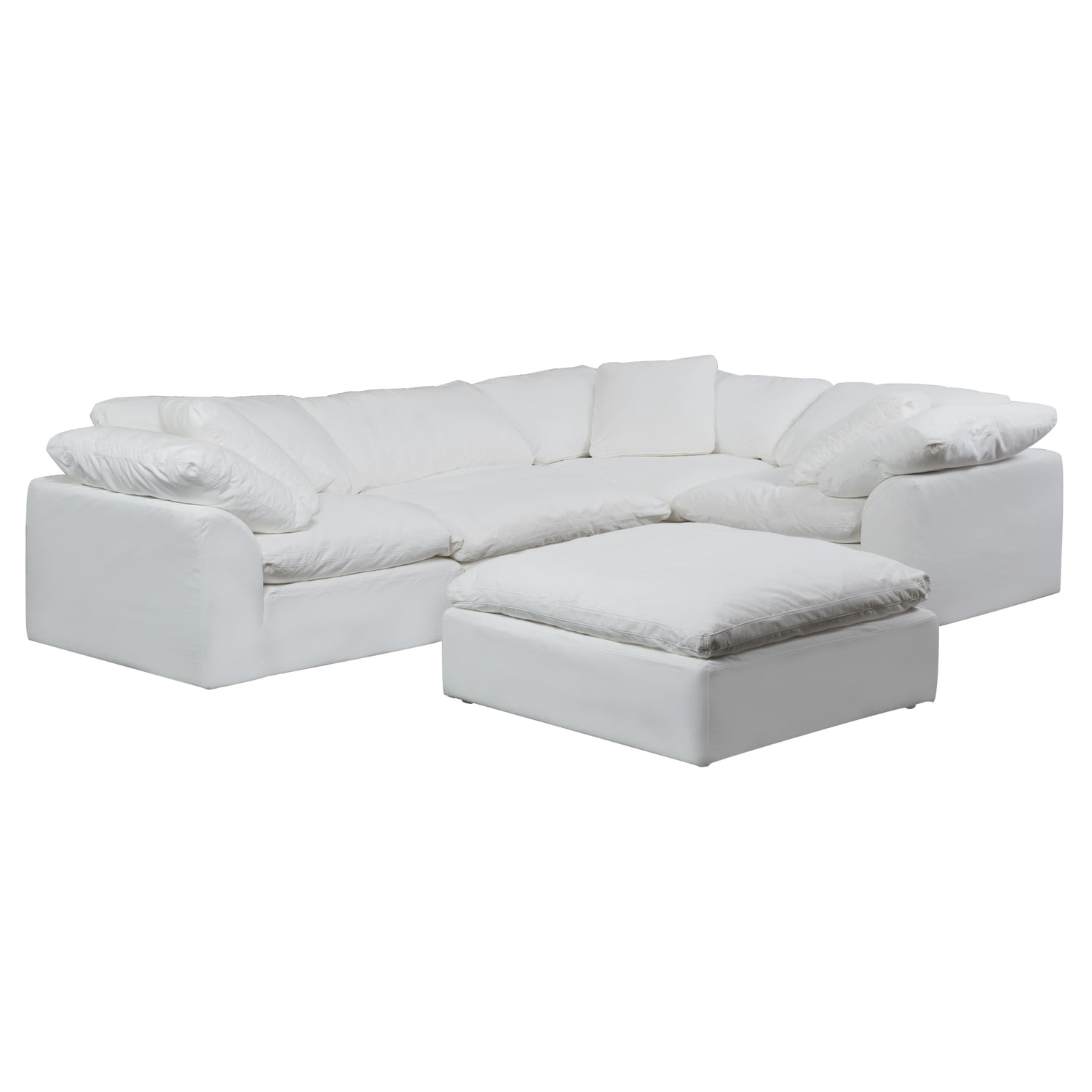 Sunset Trading Puff 5-Piece L-Shape Fabric Slipcover Sectional in White