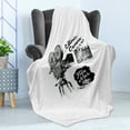 thumbnail image 4 of Movie Theater Soft Flannel Fleece Blanket, Antique Movie Camera Hand Drawn Style Art Film Noir Genre Themed Print, Cozy Plush for Indoor and Outdoor Use, 70" x 90", Black and White, by Ambesonne, 4 of 5