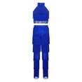 thumbnail image 4 of iiniim Girls 2 Piece Professional Ballroom Latin Dance Outfit Fringe Crop Top and Layered Tassel Pants Set Royal Blue 8, 4 of 7
