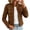 Coffee, variant on Elegant Jackets for Women Long Sleeve Stand Collar Solid Winter Gold Button Faux Suede Jackets