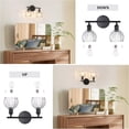 thumbnail image 6 of Bathroom Light Fixtures, 2-Light Black Vanity Wall Light Over Mirror with Clear Tulip Glass Shade for Bedroom Living Room (Bulb Not Included), 6 of 6
