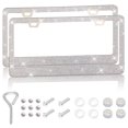 thumbnail image 1 of YOPTOP 2PCS Bling Car License Plate Frame  Sparkly Rhinestone Stainless Steel License Plate Cover/Holder  Universal for Most Cars  SUVs  Vehicles with Screw Set  Auto Accessories for Wome,abcolor, 1 of 14