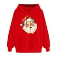 thumbnail image 4 of Christmas Hoodies for Women Santa Holiday Graphic Long Sleeve Pullover Sweatshirt with Pocket Red L, 4 of 5
