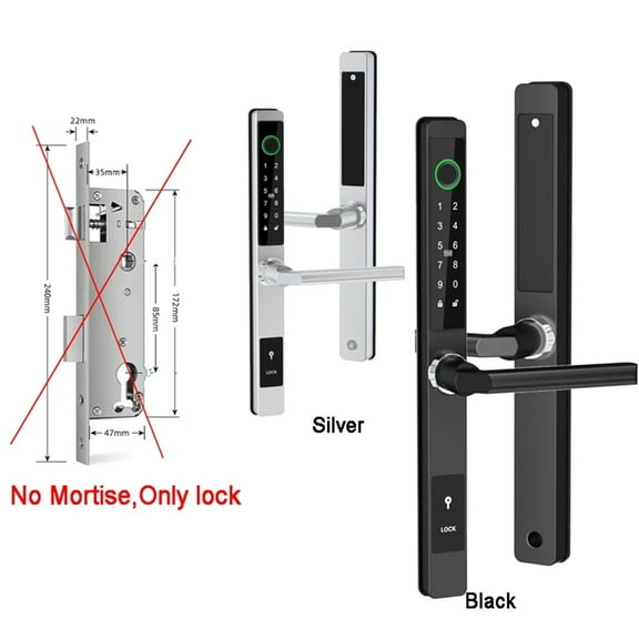 Slim Smart Fingerprint Door Lock With Handles Keyless Entry Door Lock Bluetooth Keypad Card Keyless For 35-120mm Door ,Corrosion-Resistant