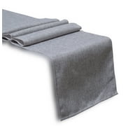 Aiking Home Solid Faux Linen Unlined Table Runner 13 By 90 inches - Grey